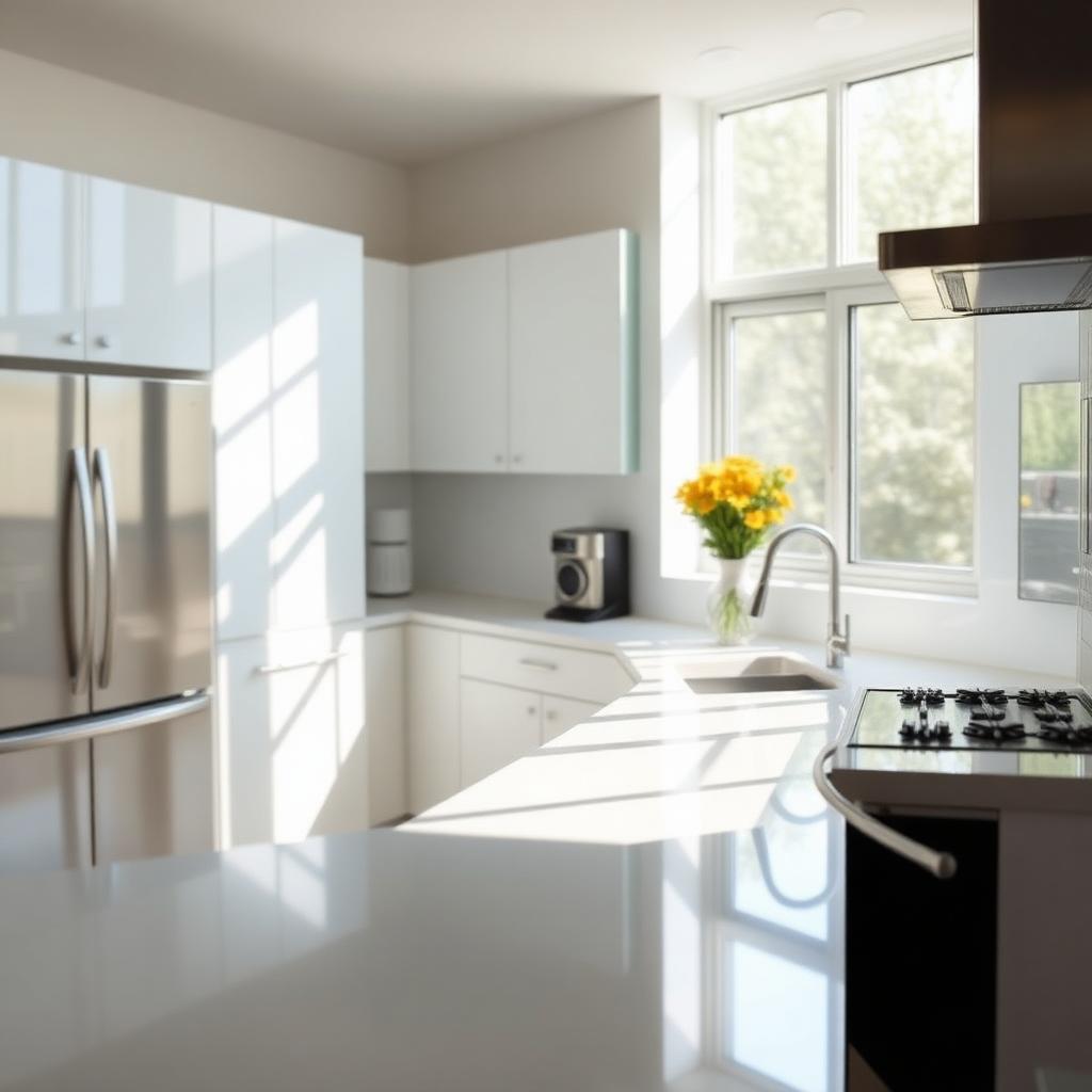 Sparkling clean modern kitchen with polished countertops
